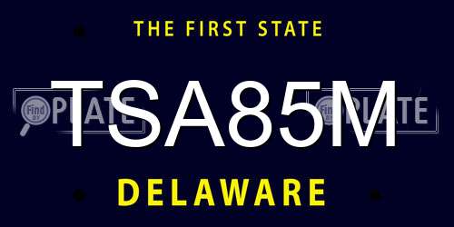 TSA85M Delaware License Plate