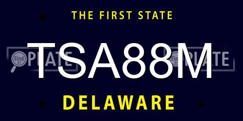 TSA88M Delaware License Plate