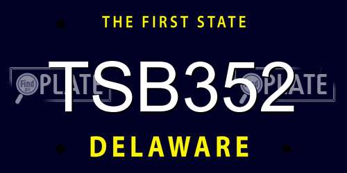 TSB352 Delaware License Plate