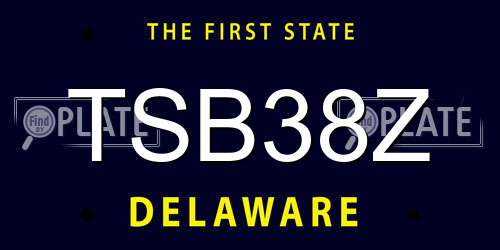 TSB38Z Delaware License Plate
