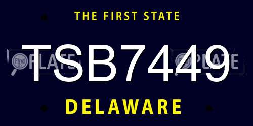 TSB7449 Delaware License Plate