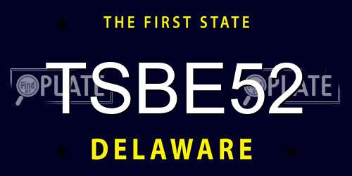TSBE52 Delaware License Plate