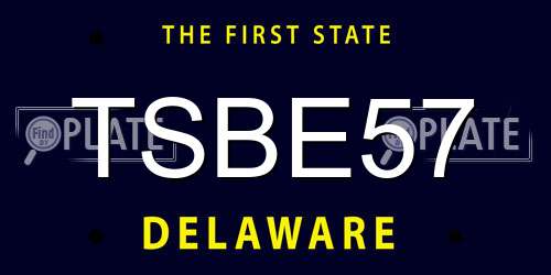 TSBE57 Delaware License Plate