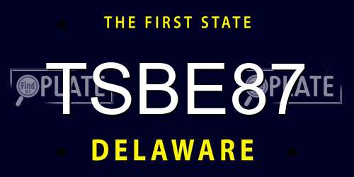 TSBE87 Delaware License Plate