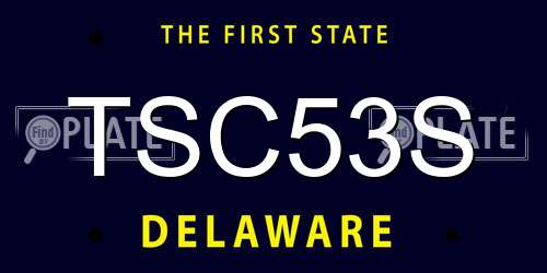 TSC53S Delaware License Plate