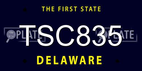 TSC835 Delaware License Plate