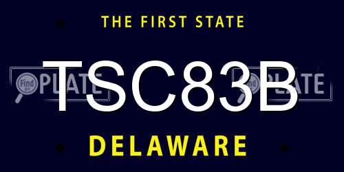 TSC83B Delaware License Plate