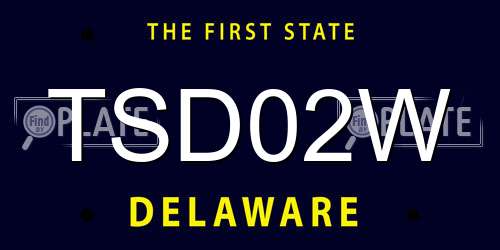TSD02W Delaware License Plate