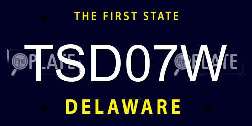 TSD07W Delaware License Plate