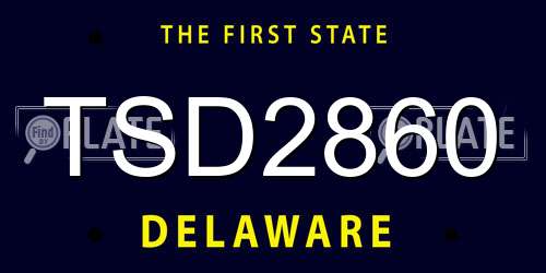 TSD2860 Delaware License Plate