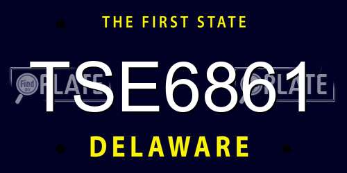 TSE6861 Delaware License Plate