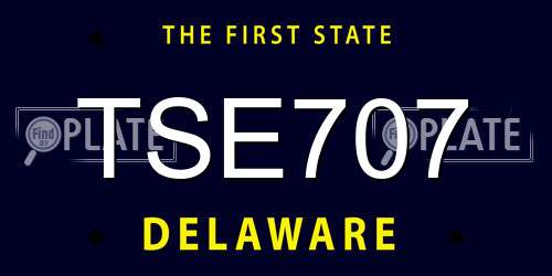 TSE707 Delaware License Plate