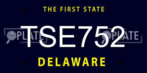 TSE752 Delaware License Plate