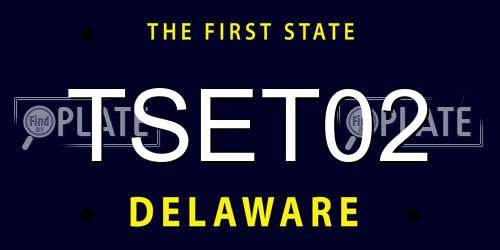 TSET02 Delaware License Plate