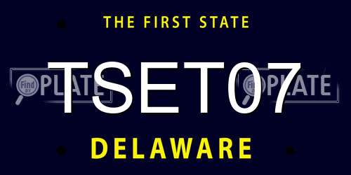 TSET07 Delaware License Plate