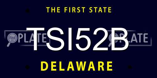 TSI52B Delaware License Plate