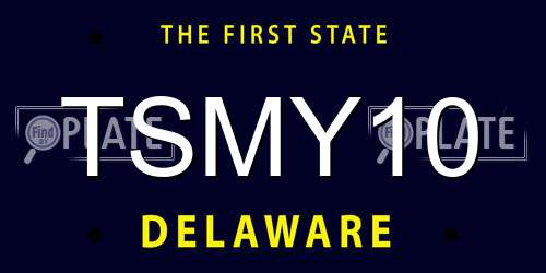 TSMY10 Delaware License Plate