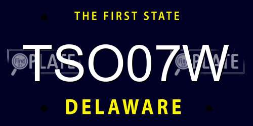 TSO07W Delaware License Plate