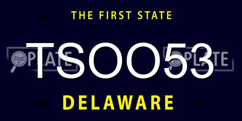 TSOO53 Delaware License Plate