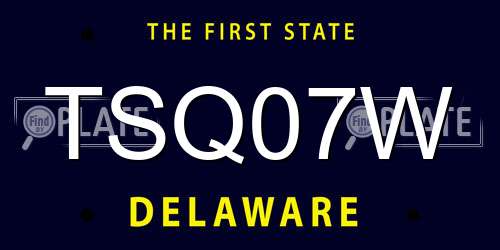 TSQ07W Delaware License Plate