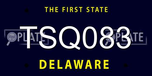 TSQ083 Delaware License Plate
