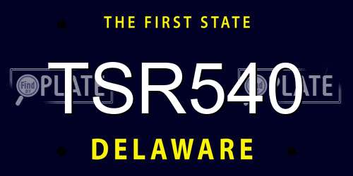 TSR540 Delaware License Plate