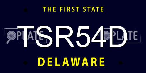 TSR54D Delaware License Plate