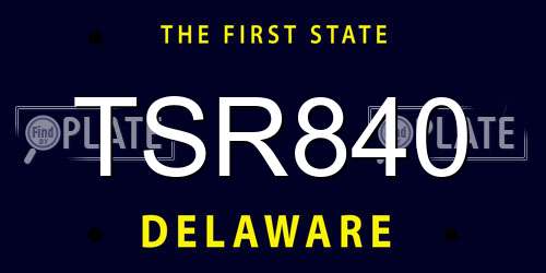 TSR840 Delaware License Plate