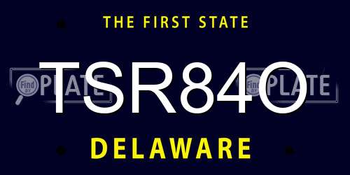 TSR84O Delaware License Plate