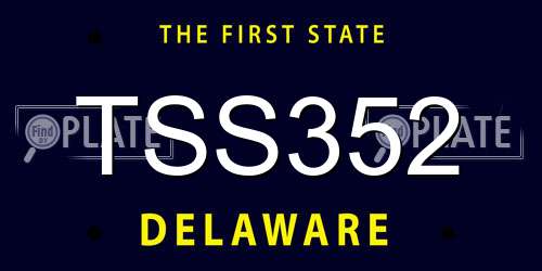 TSS352 Delaware License Plate