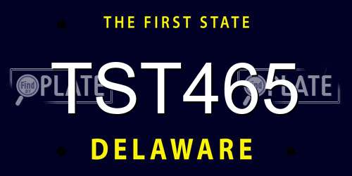 TST465 Delaware License Plate