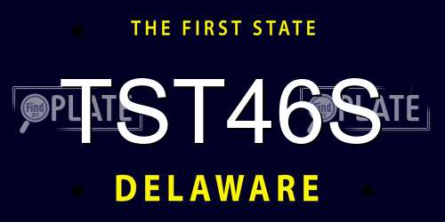 TST46S Delaware License Plate