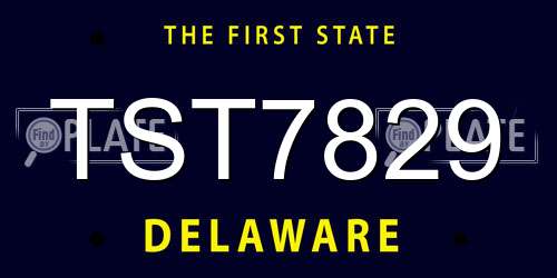 TST7829 Delaware License Plate