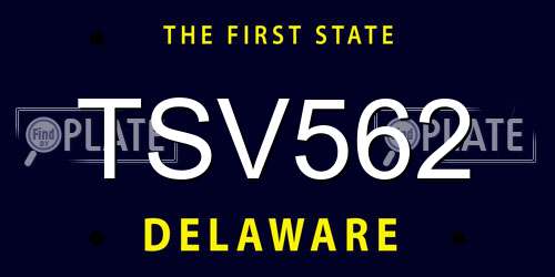 TSV562 Delaware License Plate