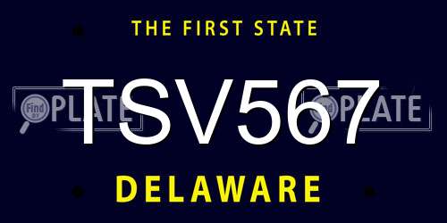 TSV567 Delaware License Plate