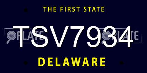 TSV7934 Delaware License Plate