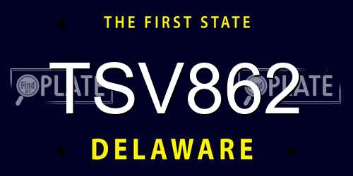 TSV862 Delaware License Plate