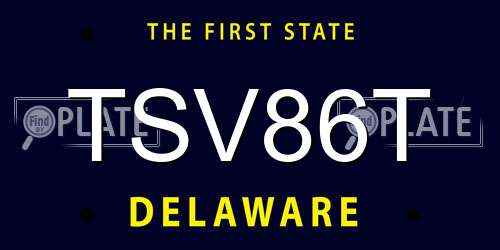 TSV86T Delaware License Plate