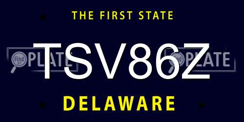 TSV86Z Delaware License Plate