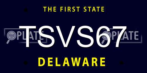 TSVS67 Delaware License Plate
