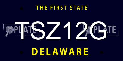 TSZ12G Delaware License Plate