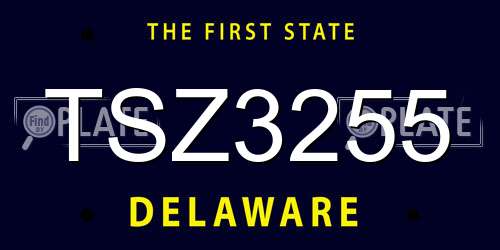 TSZ3255 Delaware License Plate