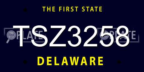 TSZ3258 Delaware License Plate