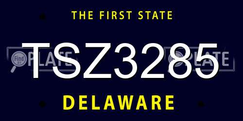 TSZ3285 Delaware License Plate