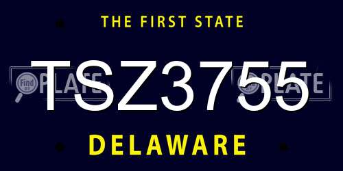 TSZ3755 Delaware License Plate