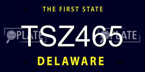 TSZ465 Delaware License Plate