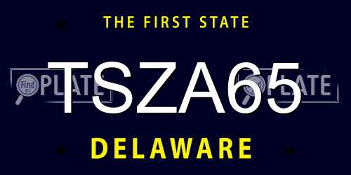 TSZA65 Delaware License Plate