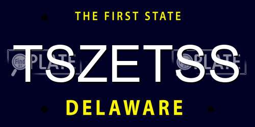 TSZETSS Delaware License Plate