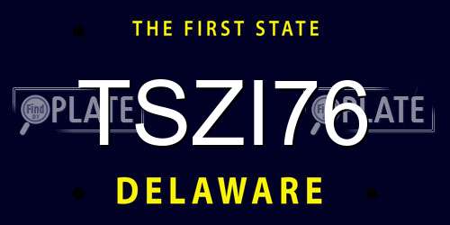 TSZI76 Delaware License Plate