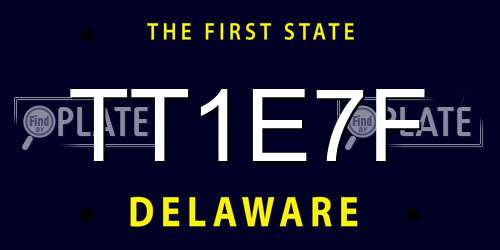 TT1E7F Delaware License Plate